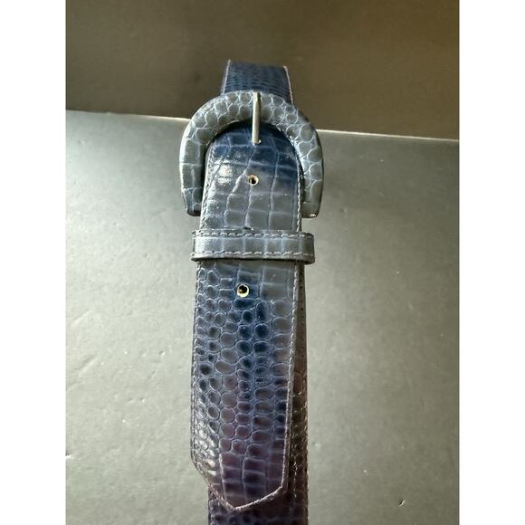 Vintage Astor Alligator Reptile Leather Belt Womens Size 10 Blue Classic Career main image 5